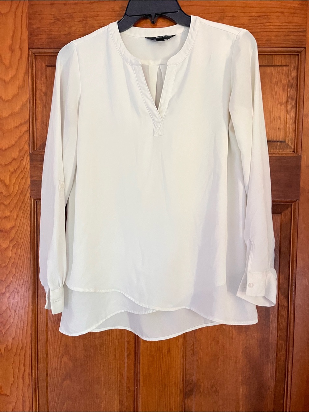 Simply Vera Vera Wang Ivory Split-Neck Long-Sleeve Blouse